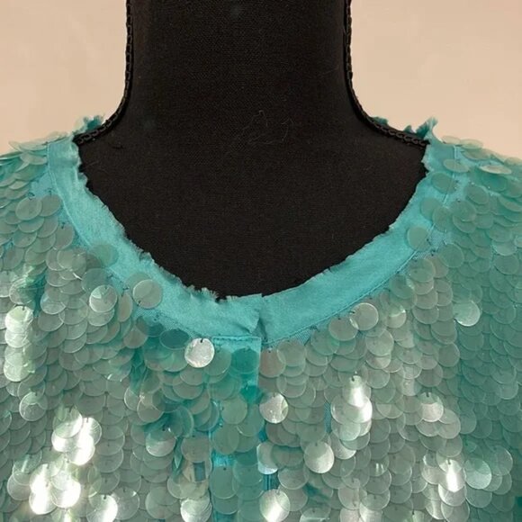 Shimmery turquoise sequin jacket - Picture 2 of 4